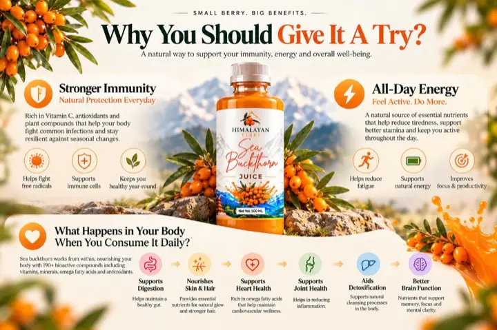 Why try Himalayan Berry Sea Buckthorn Juice — stronger immunity, all-day energy, and daily wellness benefits